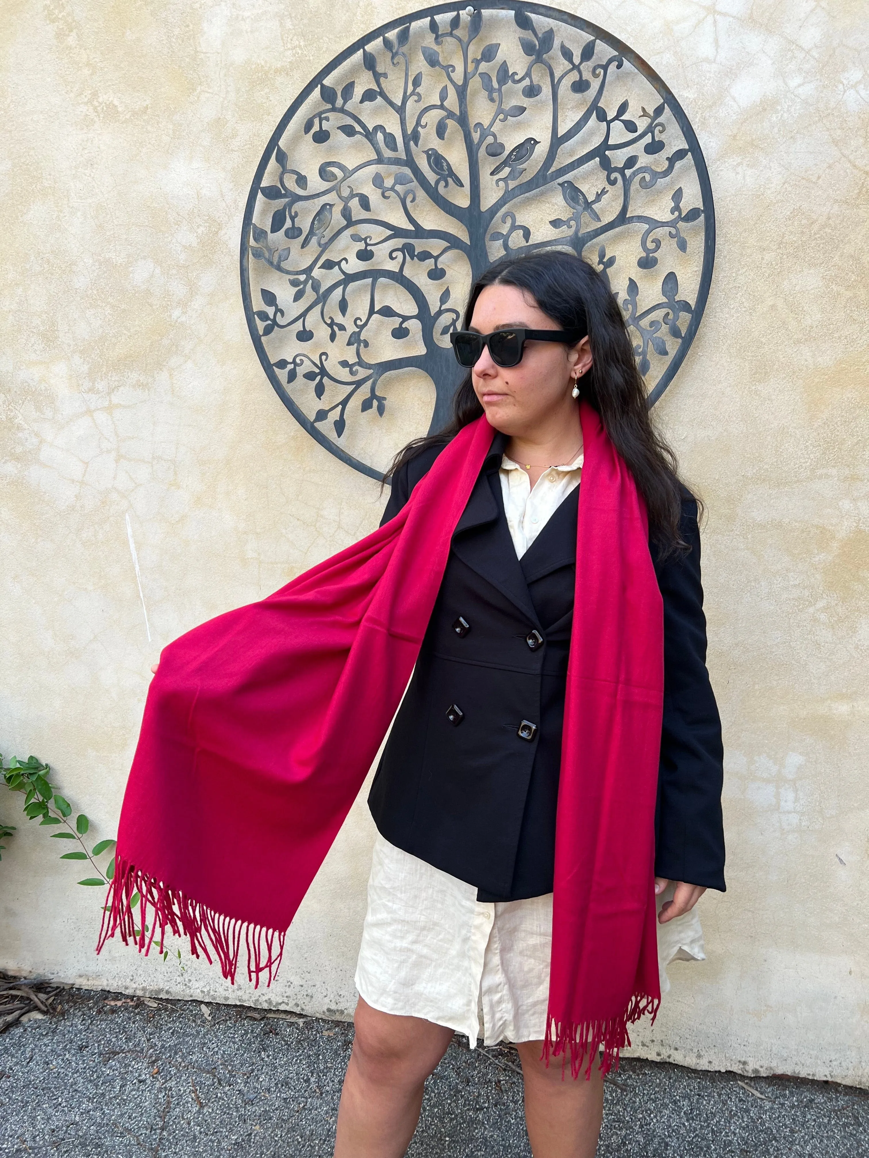 💥 Pashmina Shawl -  True Jewel Red