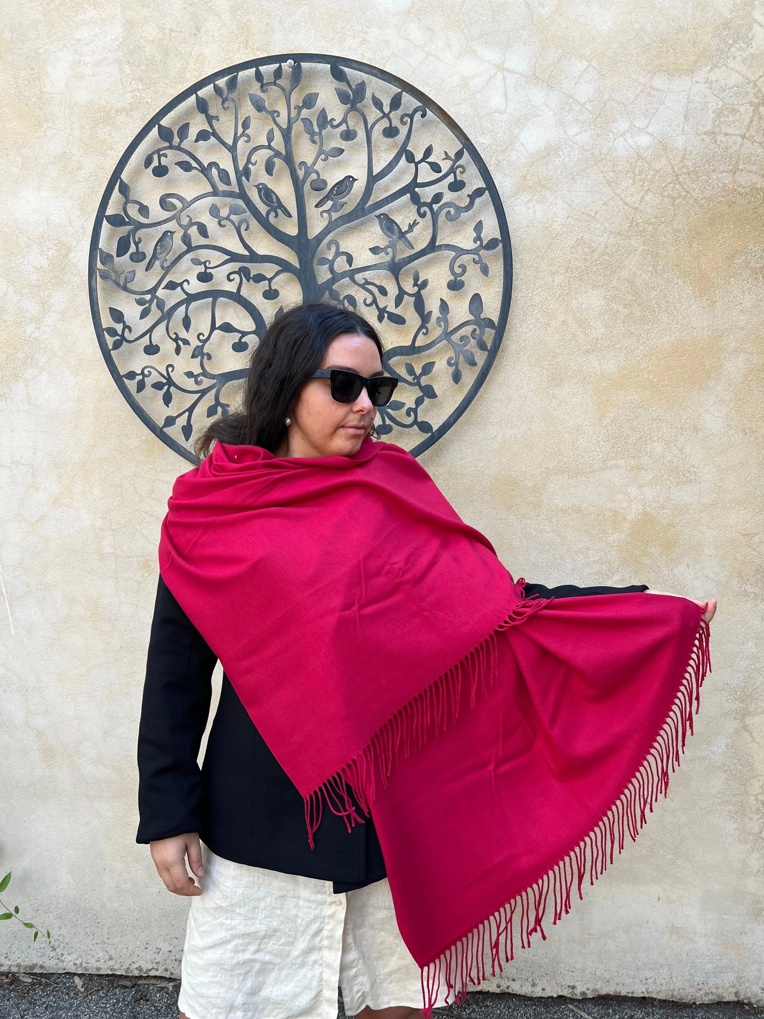 💥 Pashmina Shawl -  True Jewel Red