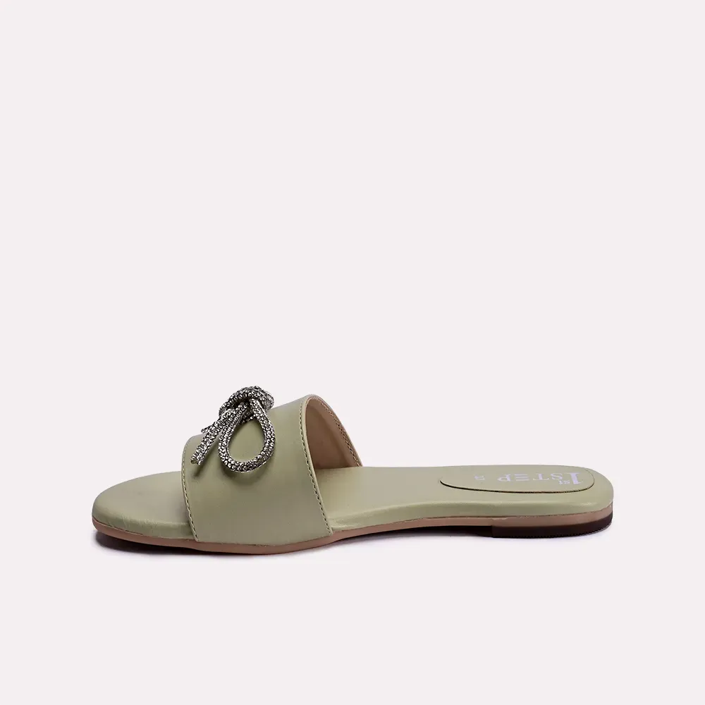 Ashly Green Flat Slippers 0412413