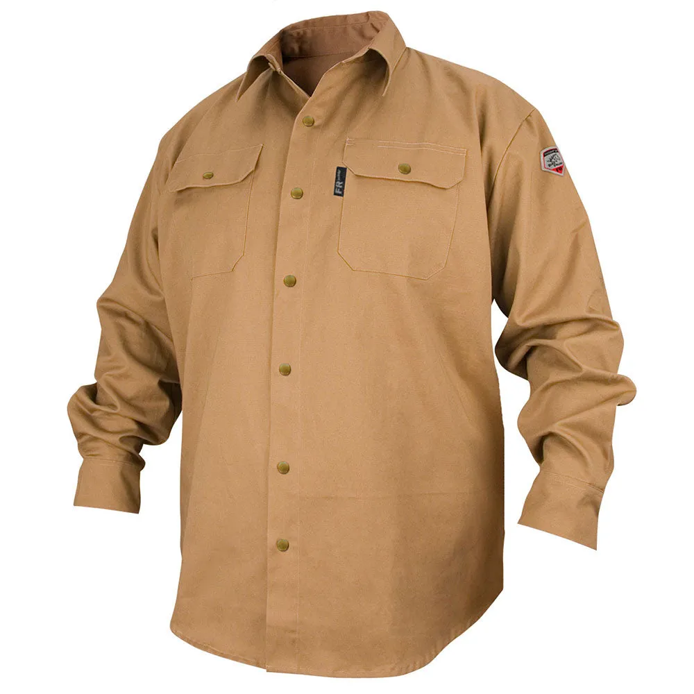 Black Stallion FS7-KHK-S Flame Resistant Cotton Work Shirt, Small