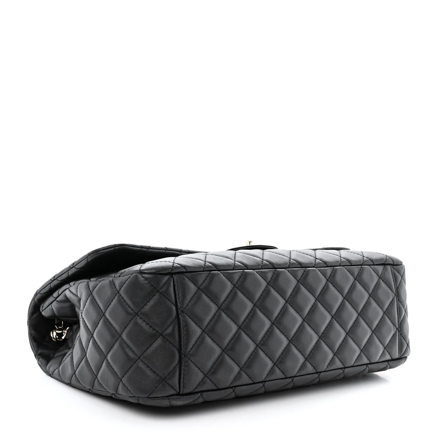 Calfskin Quilted Small XXL Travel Flap Bag Black