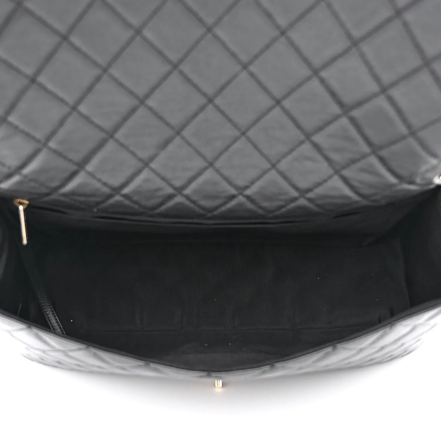 Calfskin Quilted Small XXL Travel Flap Bag Black