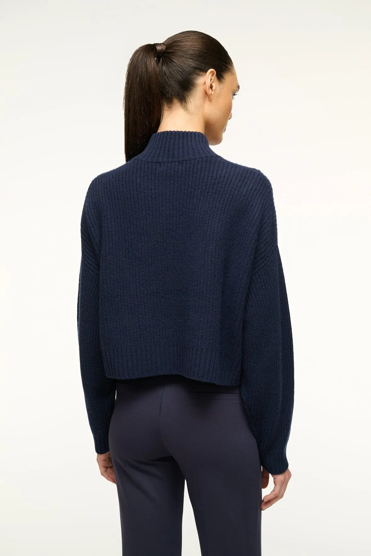 CASHMERE CROPPED HAMPTON SWEATER | NAVY