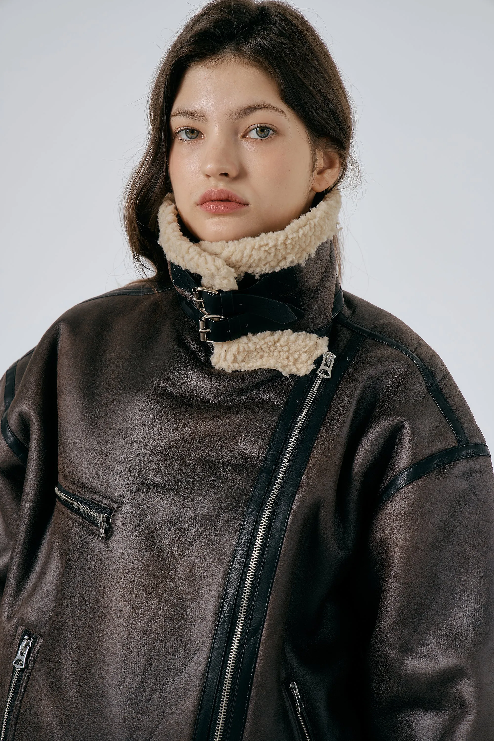 Celina Shearling Aviator Coat