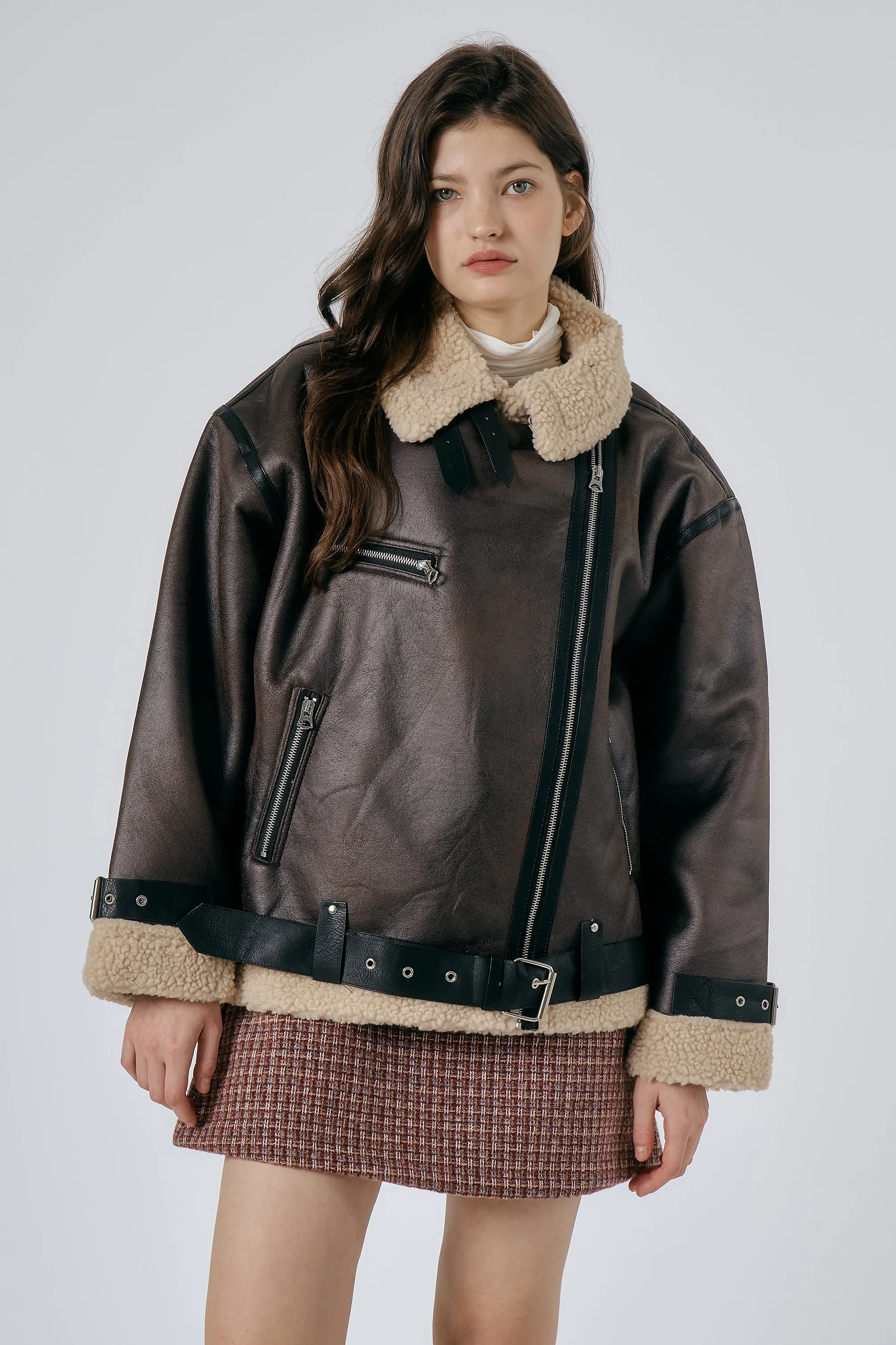 Celina Shearling Aviator Coat