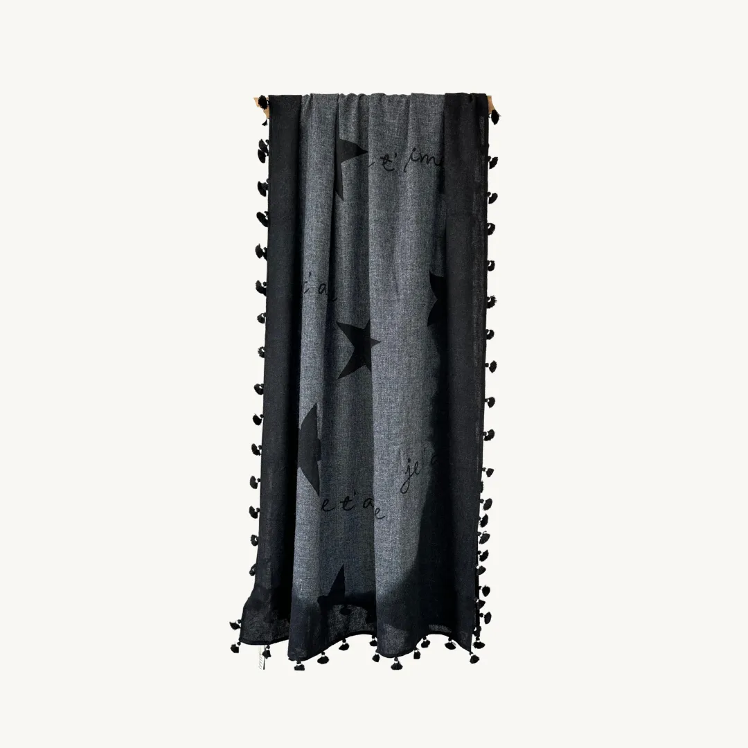 Citrus Big Star Scarf - Charcoal