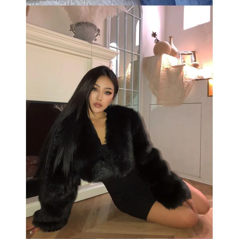 Cropped Faux Fur Coat