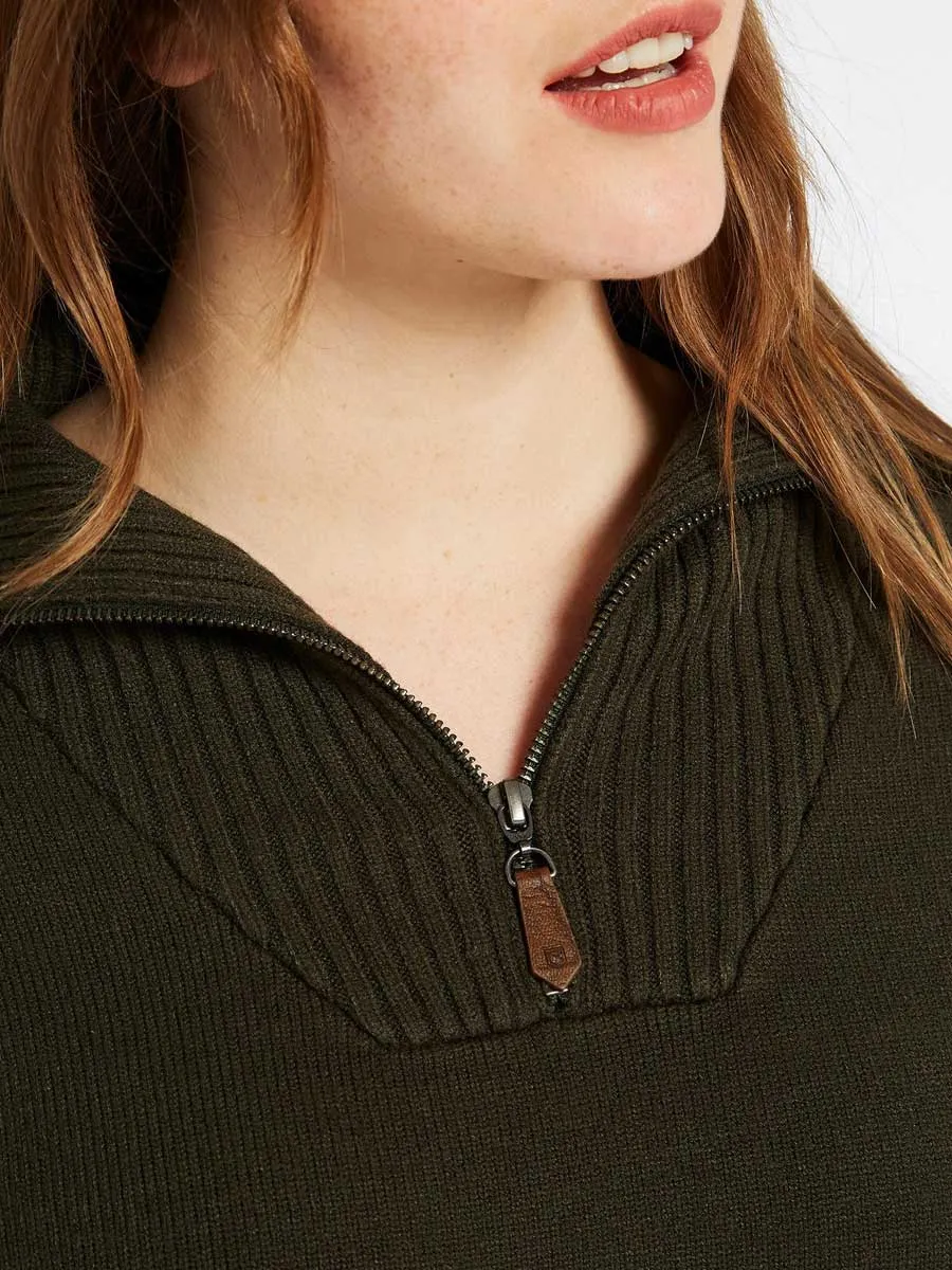 DUBARRY Rosmead Zip Neck Sweater - Women's - Olive