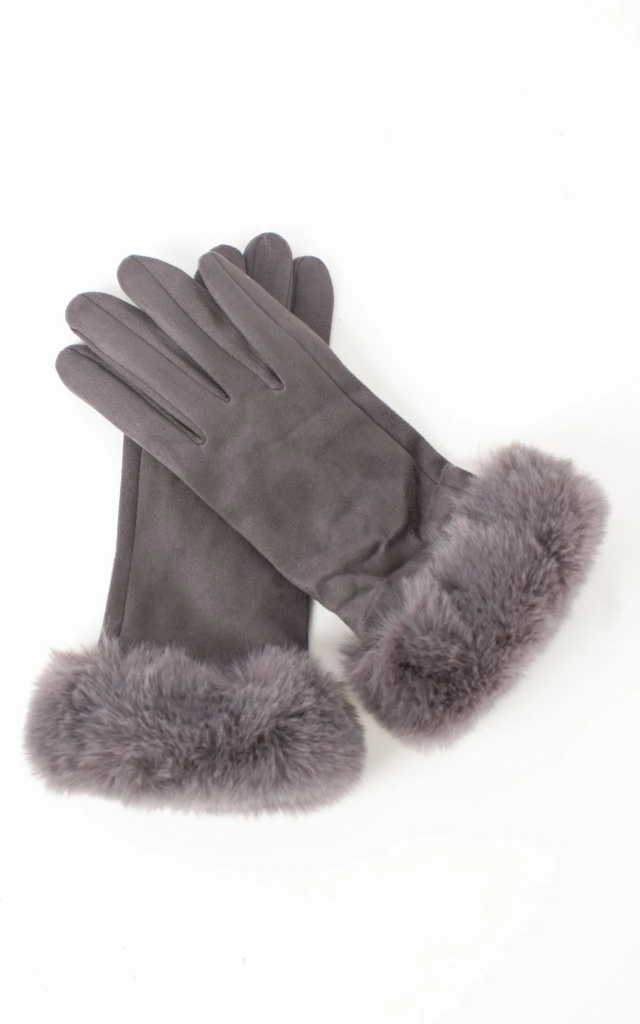 Faux Fur Gloves | Dark Grey