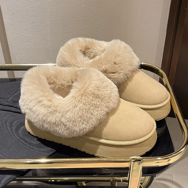 Fluffy Lined Platform Slippers