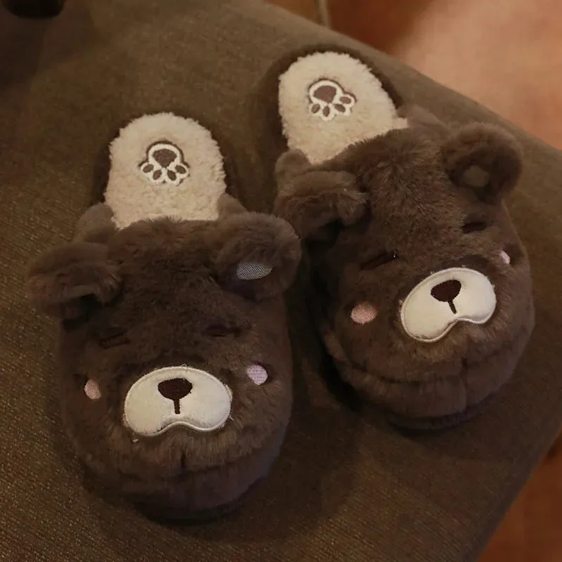 Fuzzy Teddy Bear Slippers