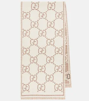 Gucci Wool Blend GG Jacquard Scarf, Multicolor