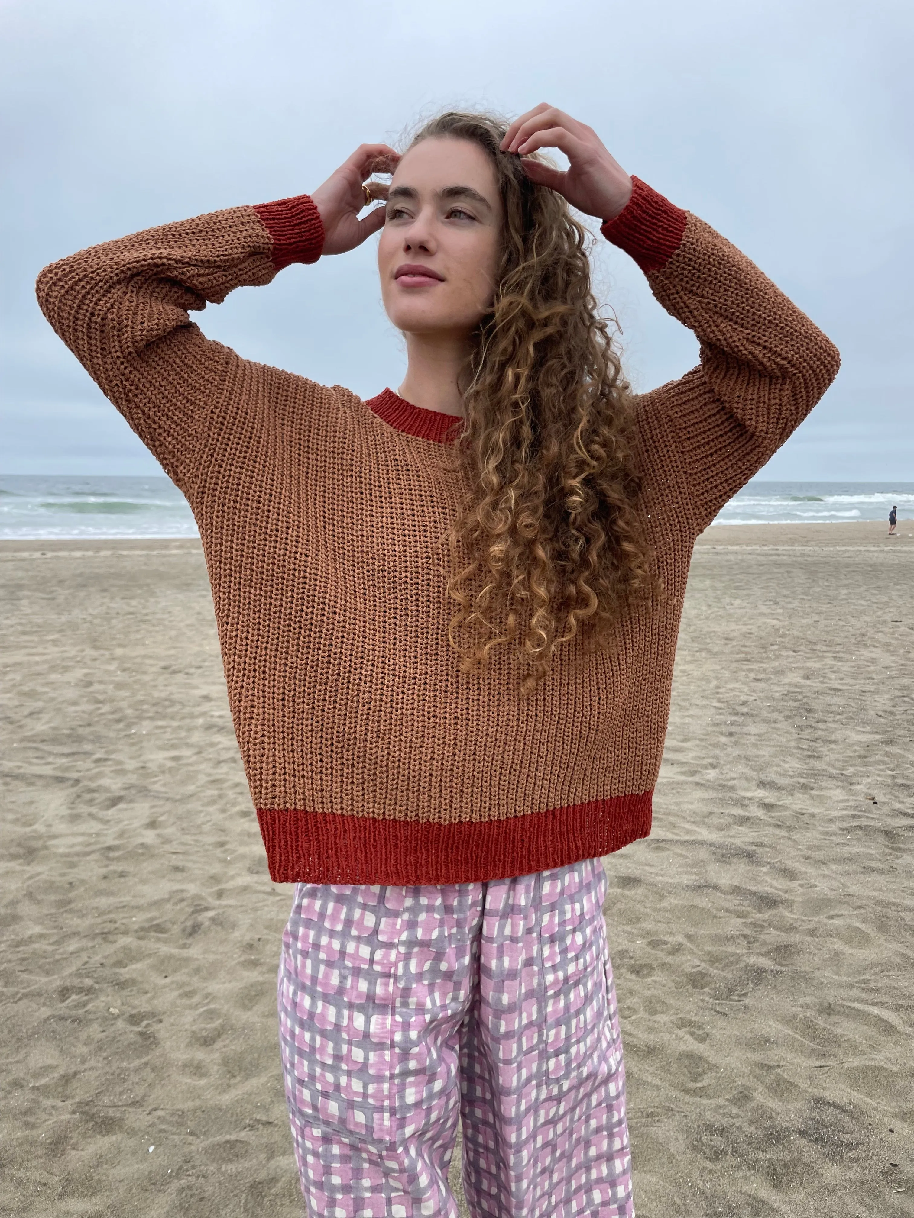 Himalayan and Madder Chunky Sweater, Hand Knit & Natural Dyes