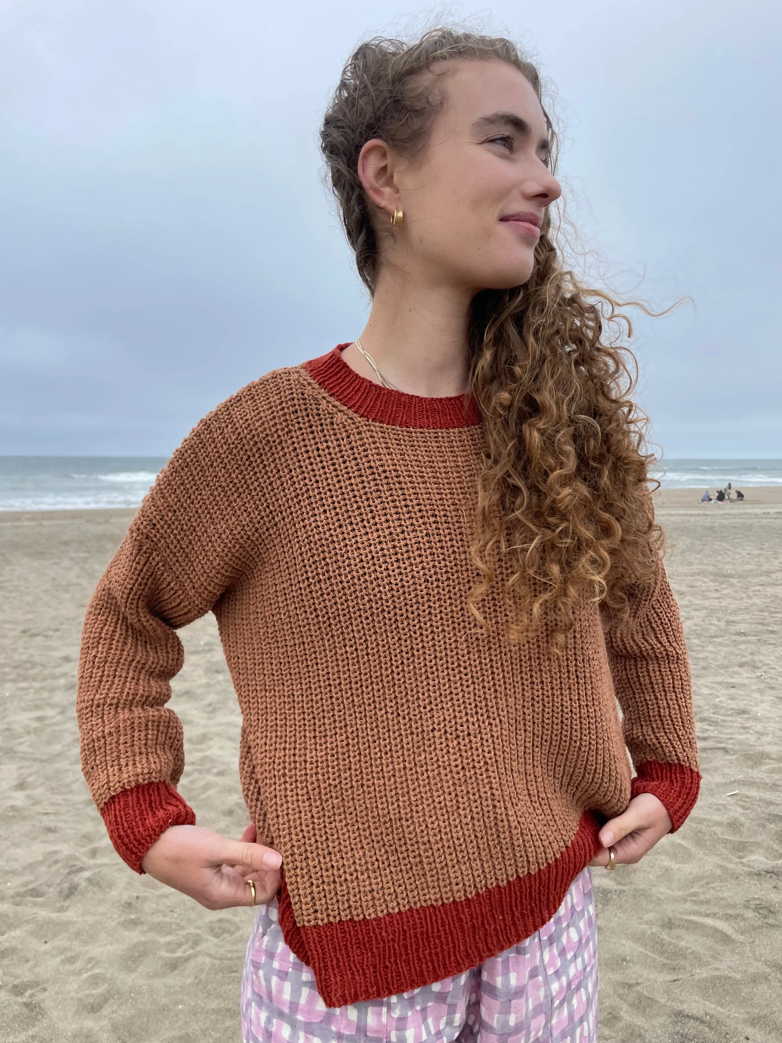 Himalayan and Madder Chunky Sweater, Hand Knit & Natural Dyes