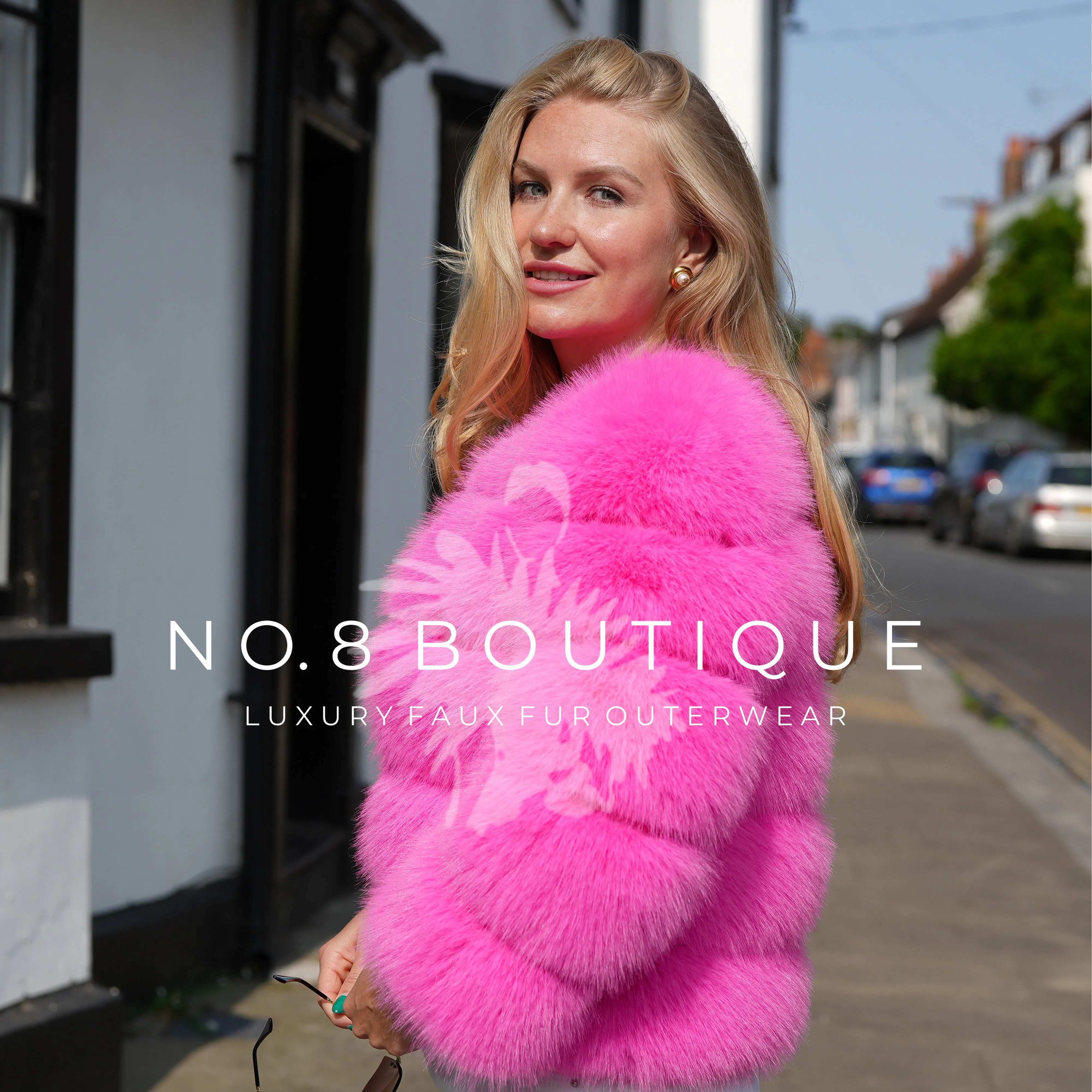 Hot Pink Classic 5 Row Faux Fur Jacket