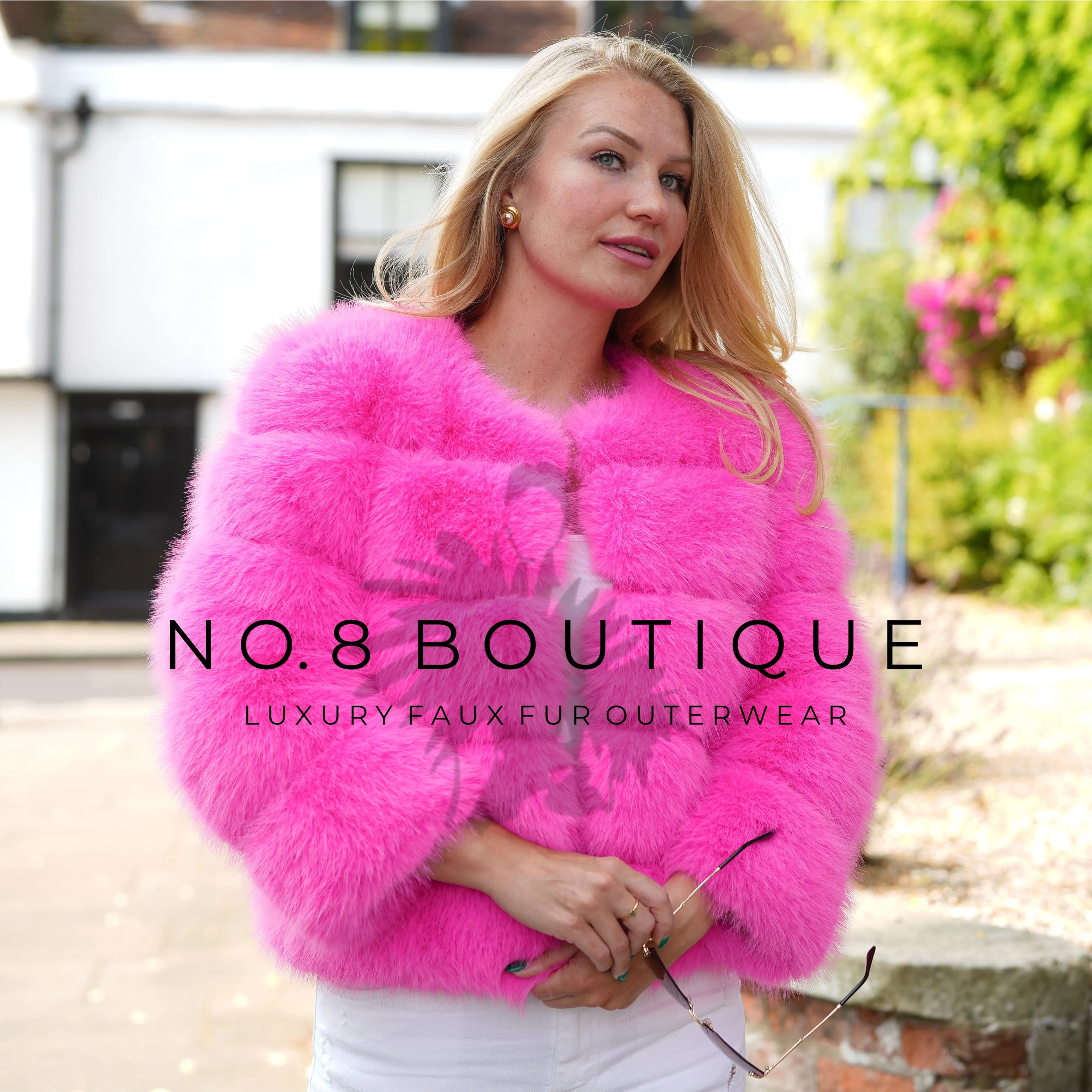 Hot Pink Classic 5 Row Faux Fur Jacket