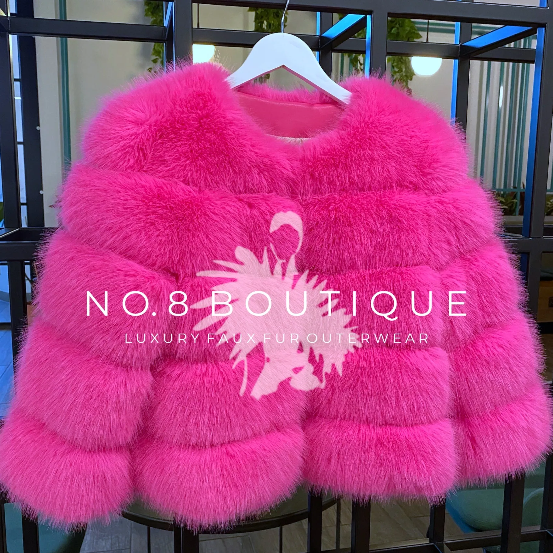 Hot Pink Classic 5 Row Faux Fur Jacket