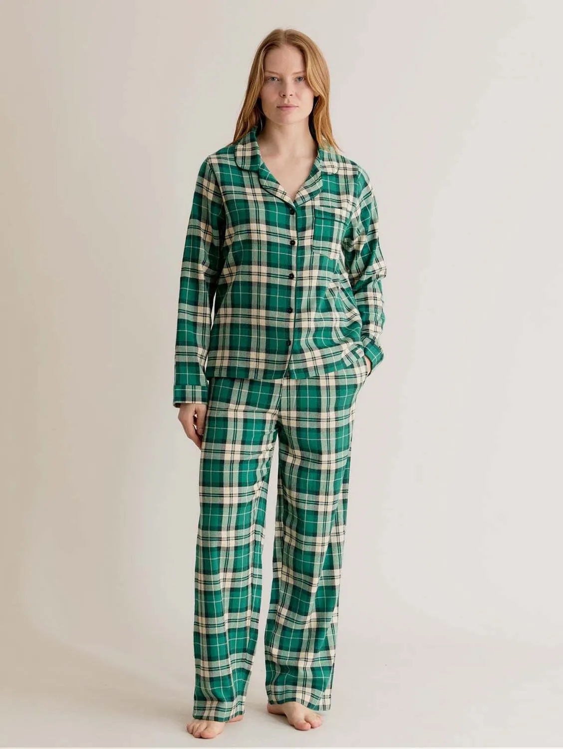 Jim Jam Women's Organic Cotton Pyjama Trousers | Green