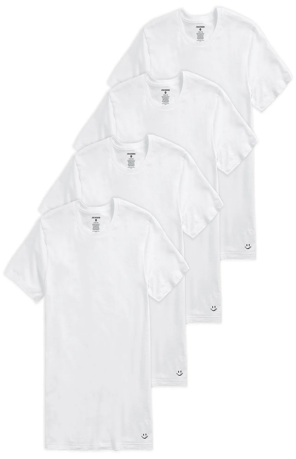 Joe Boxer 4 Pack White Crew Neck Undershirts