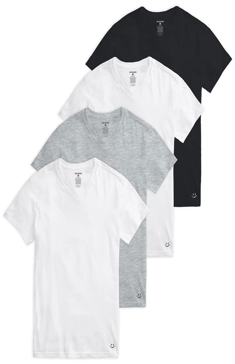 Joe Boxer Black Gray and White 4 Pack V-Neck Undershirts