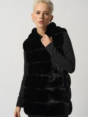 Joseph Ribkoff Black Faux Fur Hooded Gilet/Vest 233921 Col 11