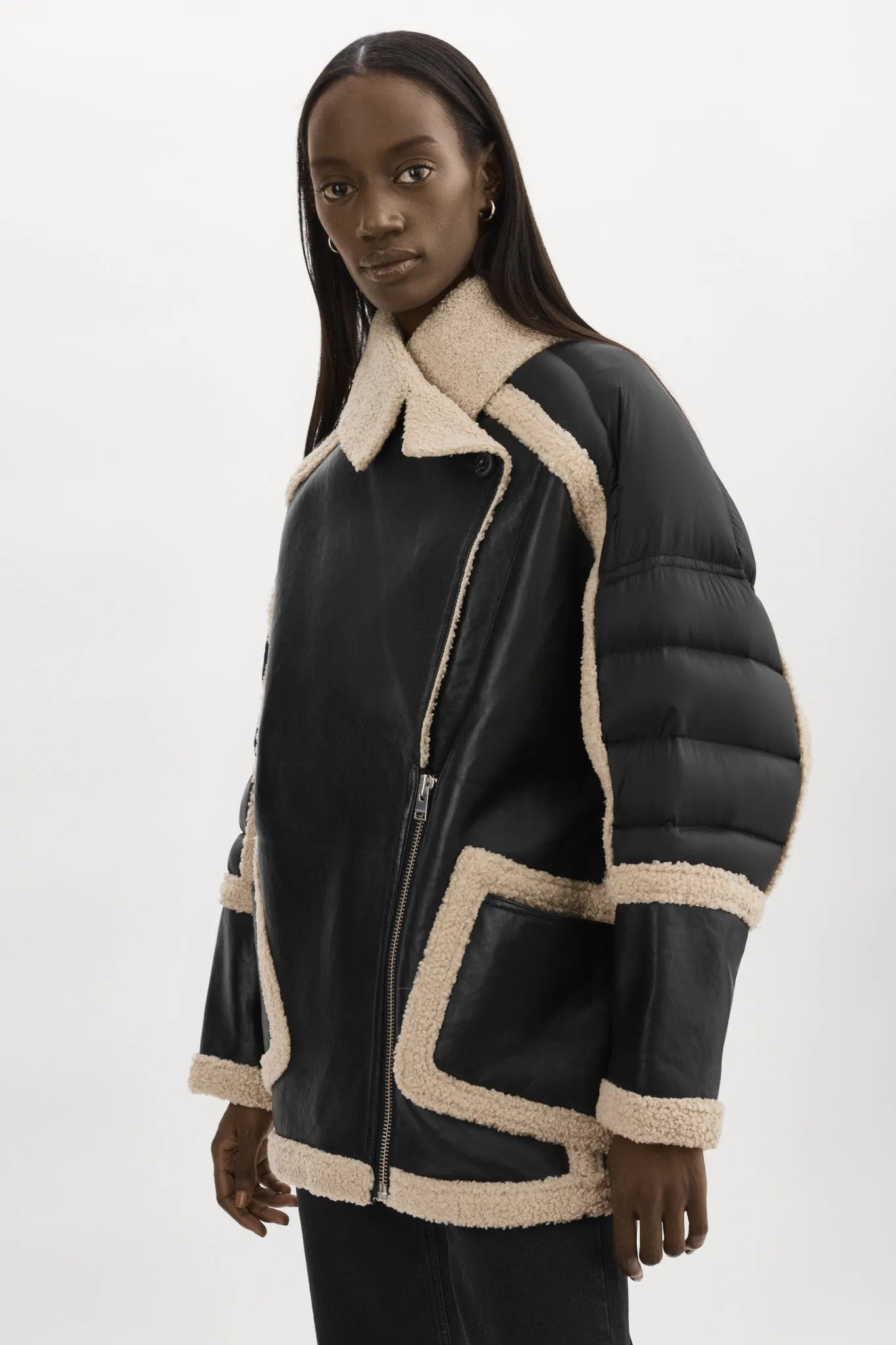 LISA Oversized Mixed Media Cocoon Jacket