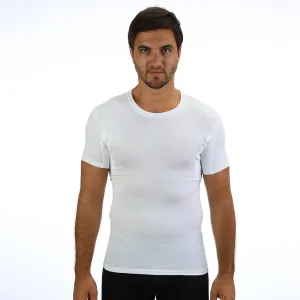 Men's Slim Fit Crew Neck Tencel /Spandex Luxury Undershirt With Absorbent, Sweat-Proof, Enlarged, Sewn-In Underarm Shields Style #BSM02