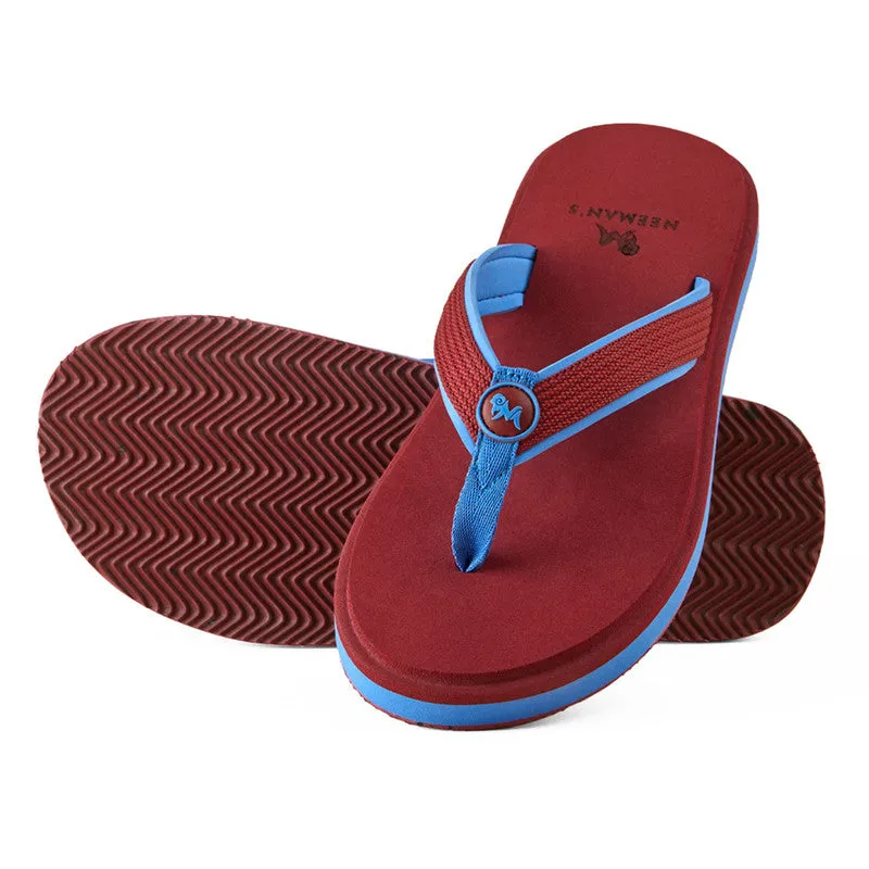 Neeman's Eco Fluffy Flip Flops | Red & Blue | Soft & Comfortable