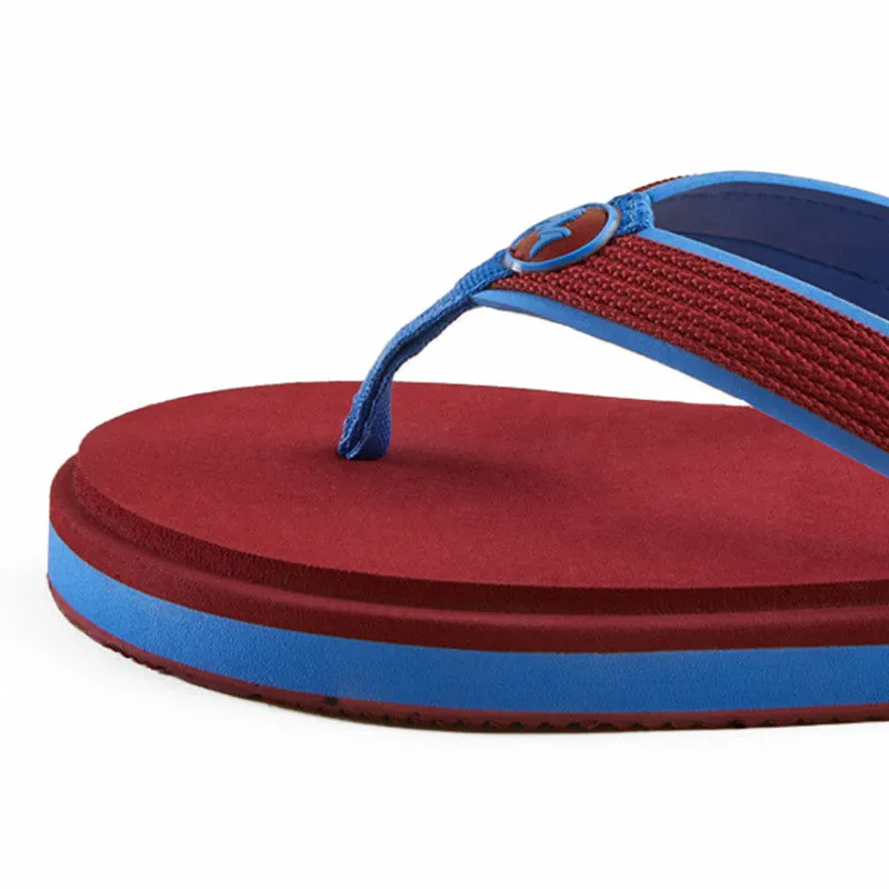 Neeman's Eco Fluffy Flip Flops | Red & Blue | Soft & Comfortable