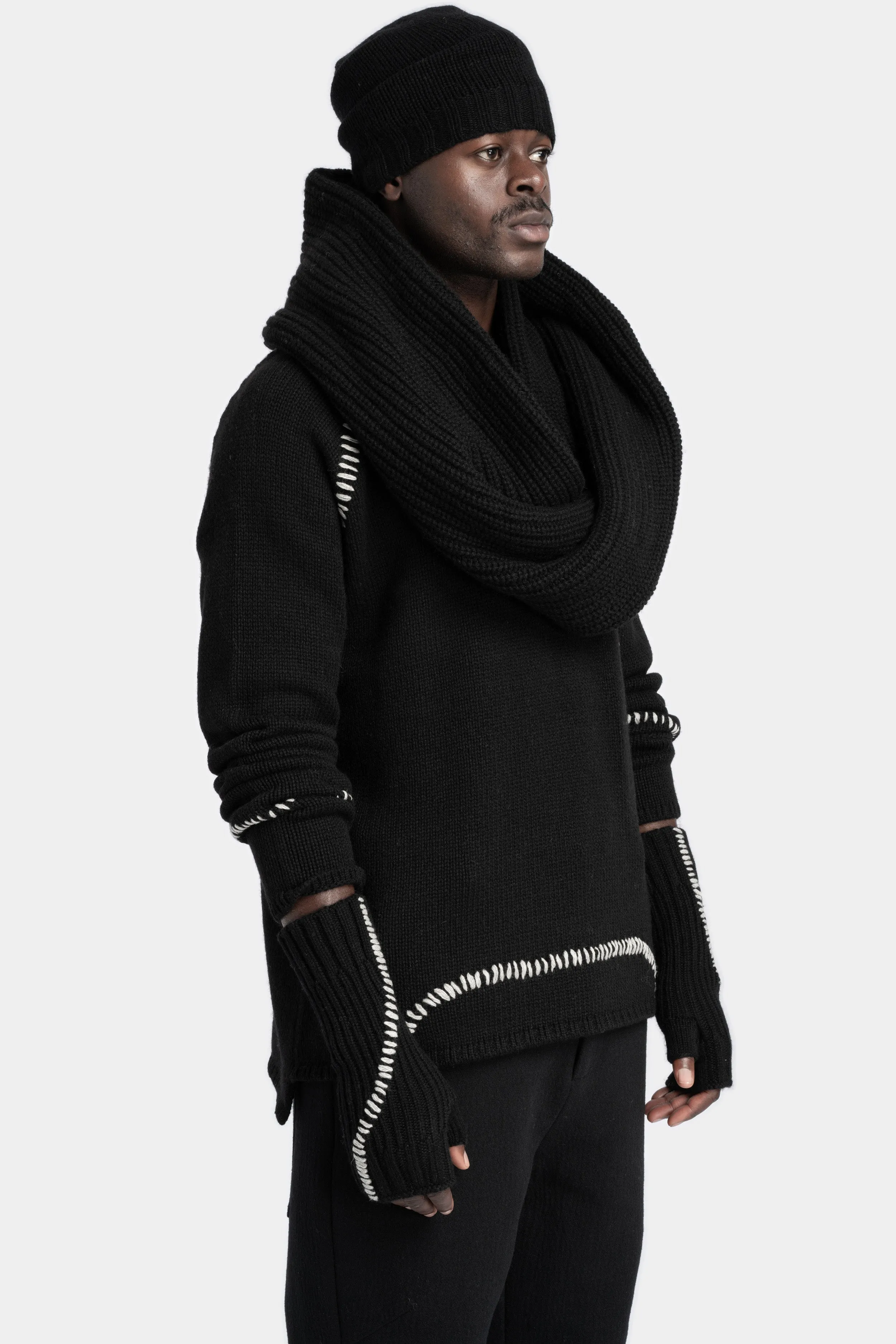 Oversized tube knit scarf