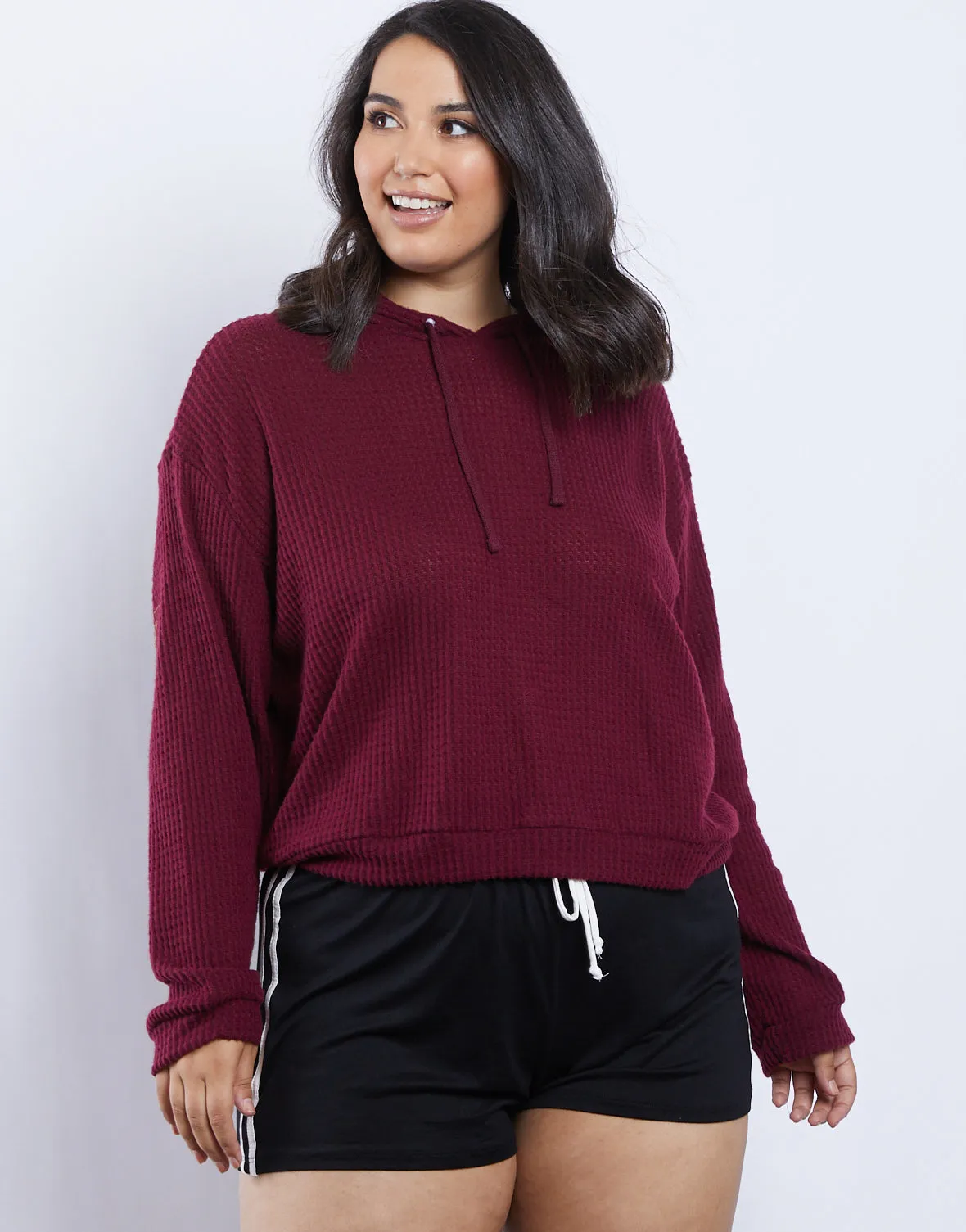 Plus Size Sarah Waffle Knit Hoodie