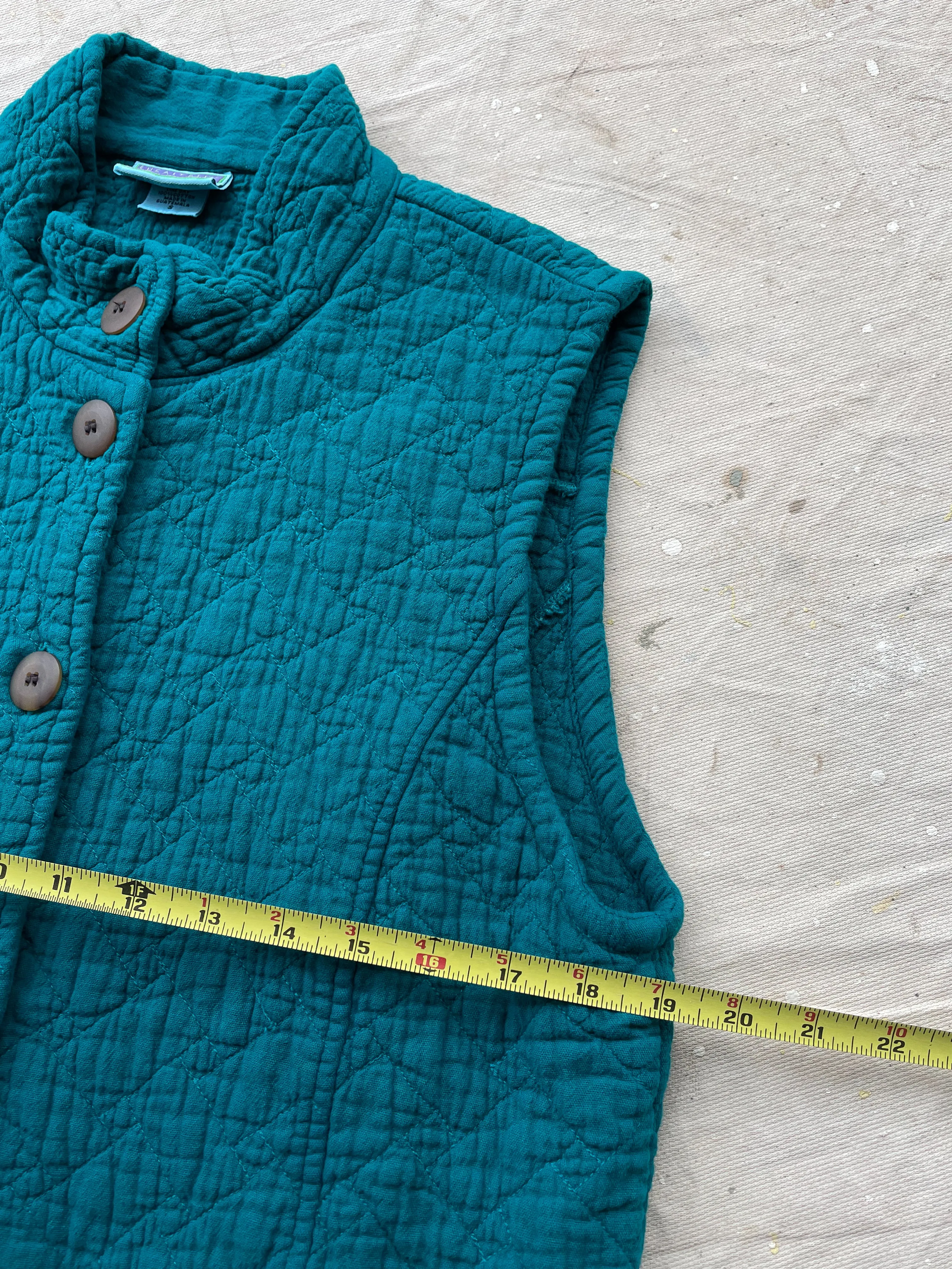 QUILTED VEST—TEAL [S]