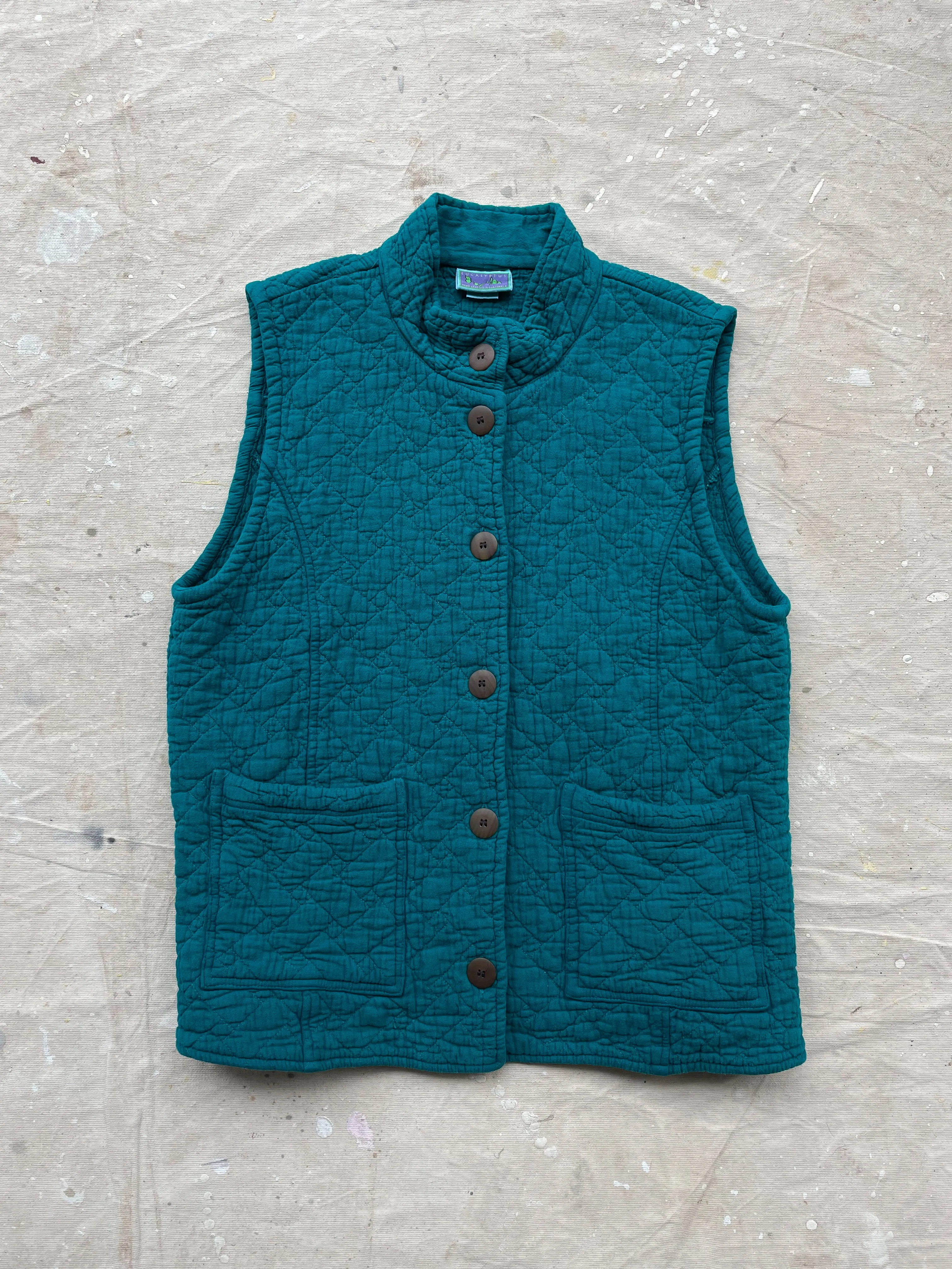 QUILTED VEST—TEAL [S]