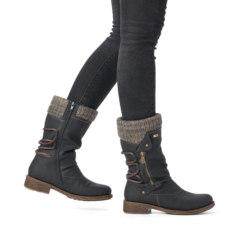 Remonte D8070 Womens Boots ◉ Black/Tan