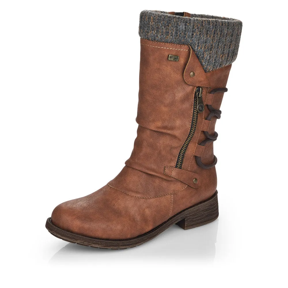 Remonte D8070 Womens Boots ◉ Black/Tan