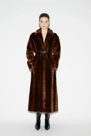 ROXANNE COAT CHOCOLATE FAUX MINK FUR