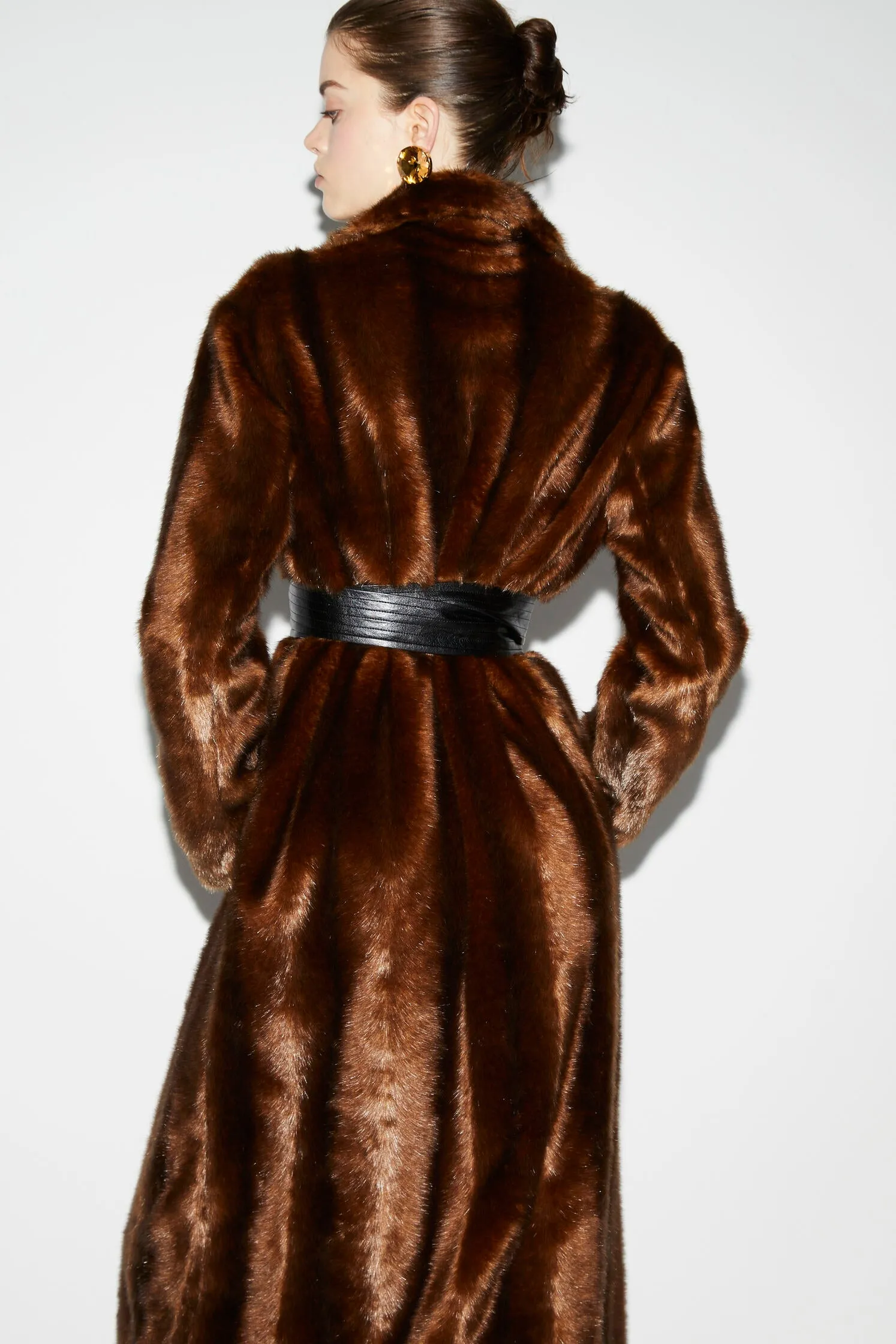 ROXANNE COAT CHOCOLATE FAUX MINK FUR