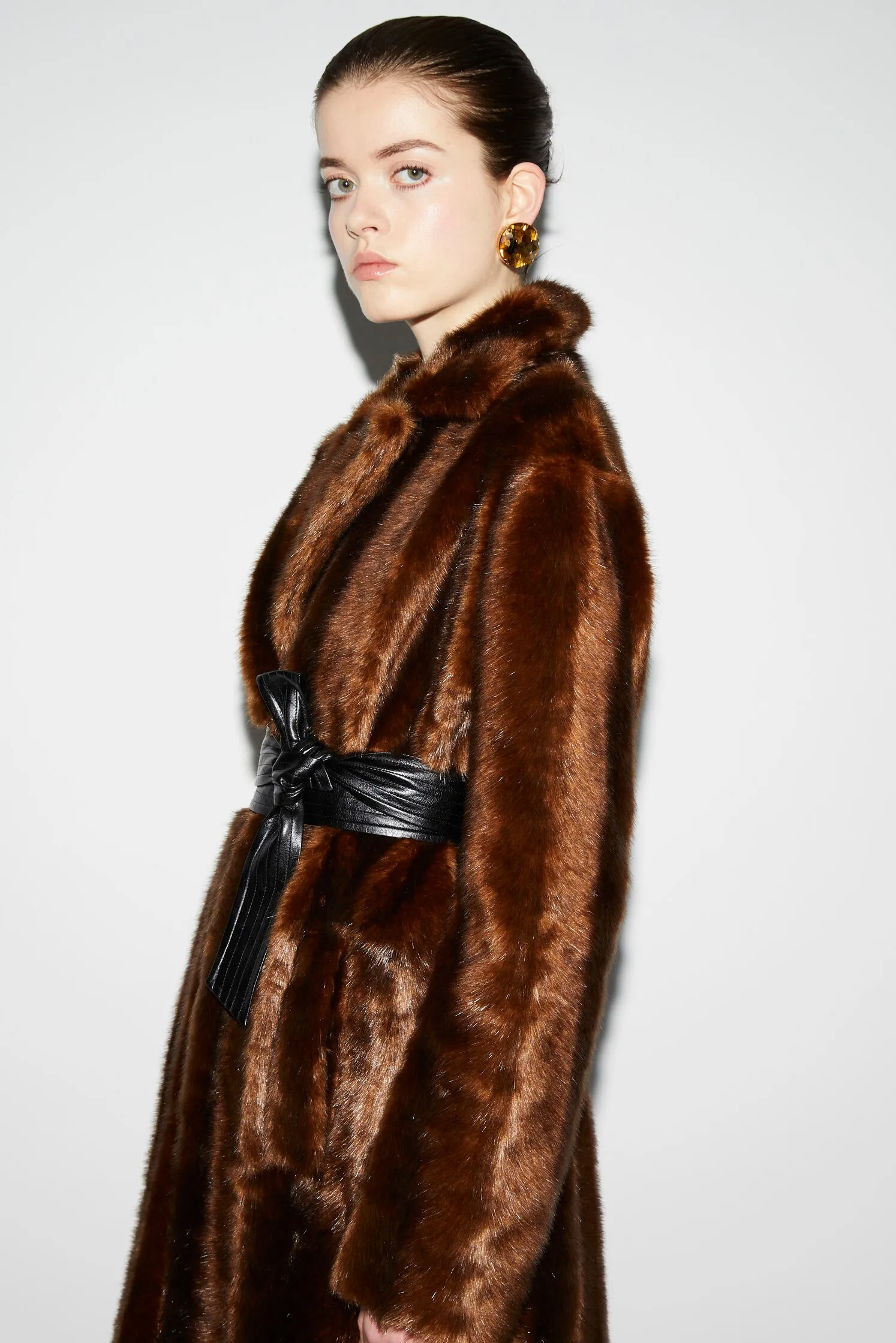 ROXANNE COAT CHOCOLATE FAUX MINK FUR