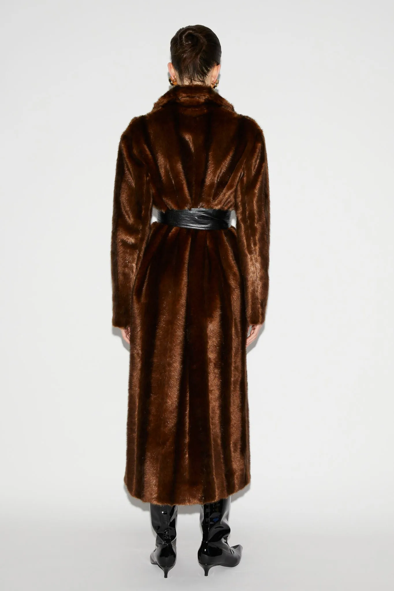 ROXANNE COAT CHOCOLATE FAUX MINK FUR