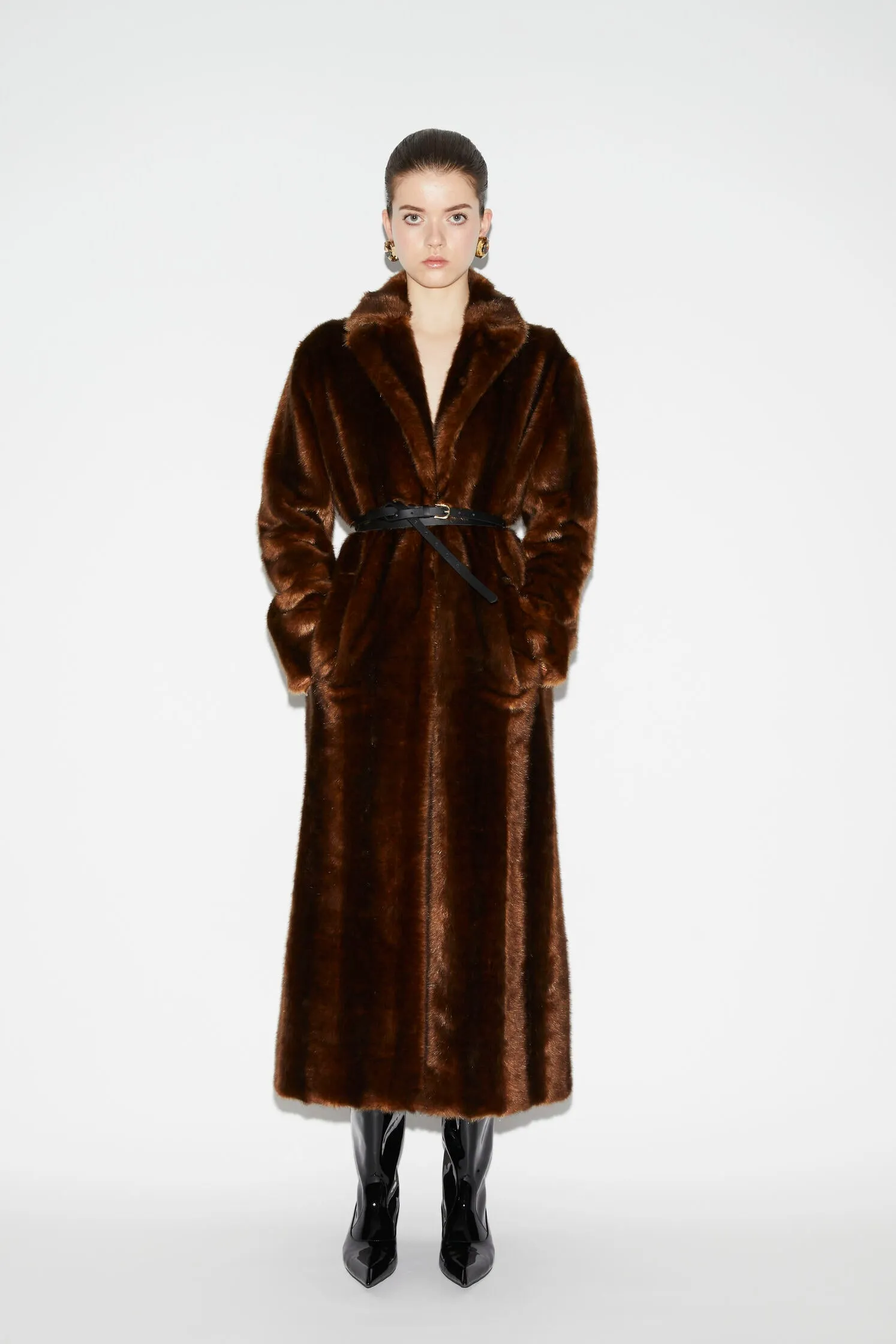 ROXANNE COAT CHOCOLATE FAUX MINK FUR