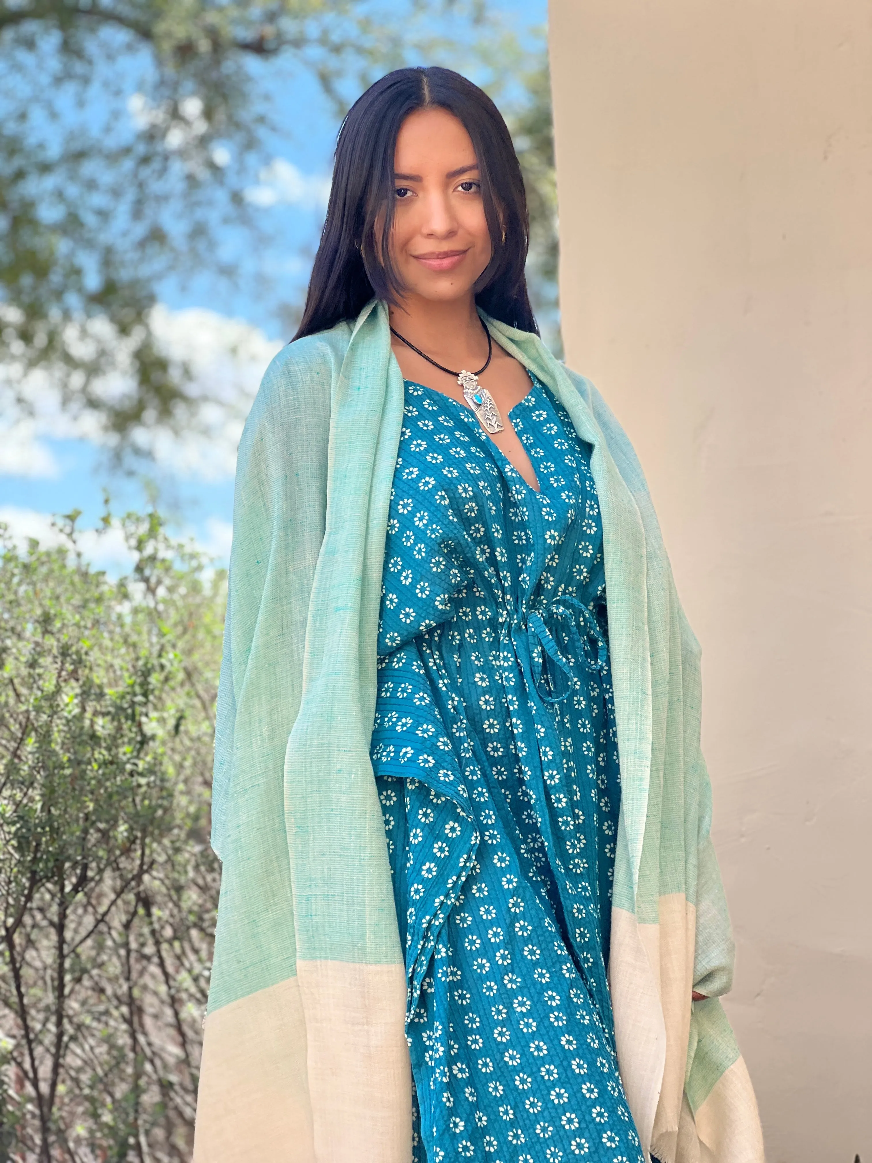 Sea Breeze Aqua Pashmina Kashmiri Shawl