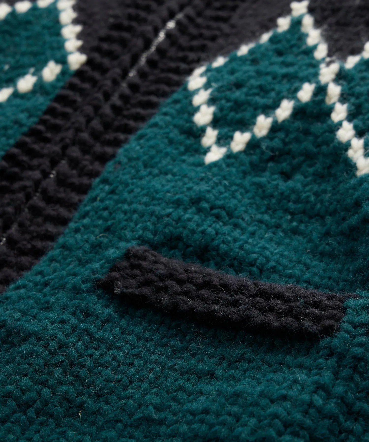 Triangle Hand-Knit Cardigan Jacket in Dark Green