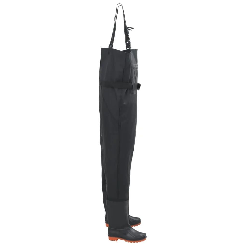 vidaXL Chest Waders with Boots and Belt Black Size 39