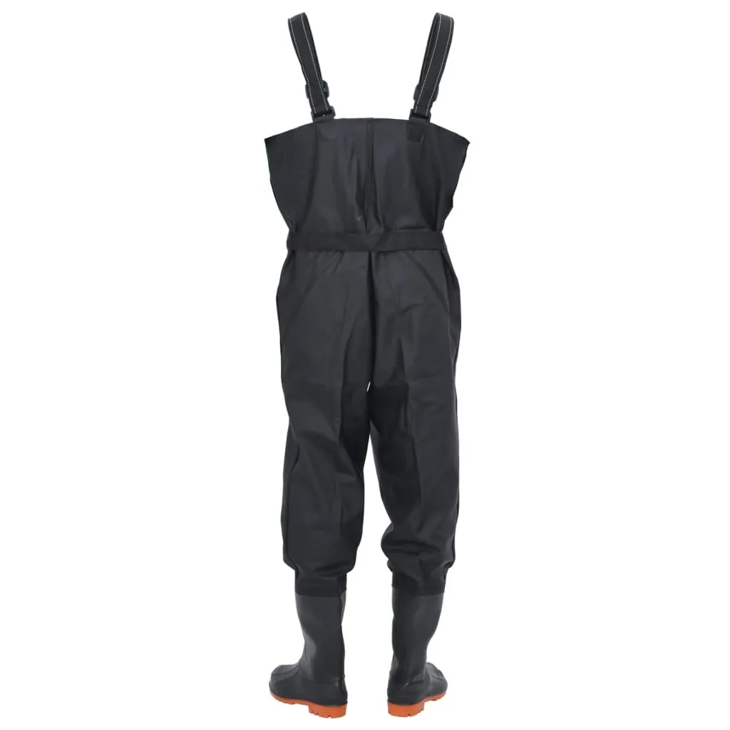 vidaXL Chest Waders with Boots and Belt Black Size 39