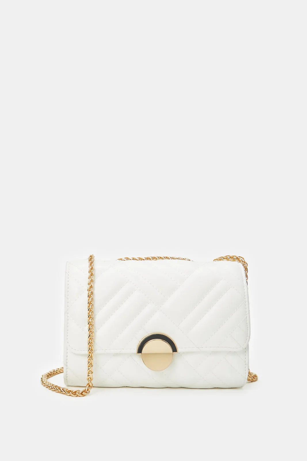 Women White Quilted Clutch Bag