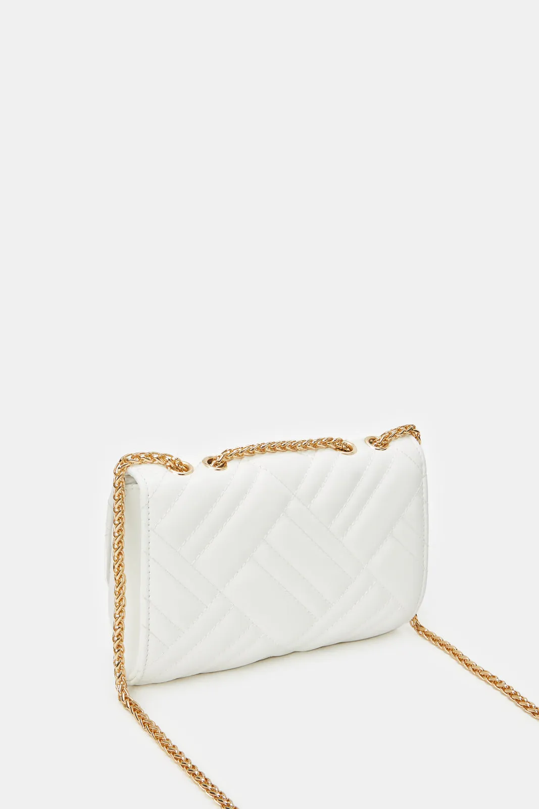 Women White Quilted Clutch Bag