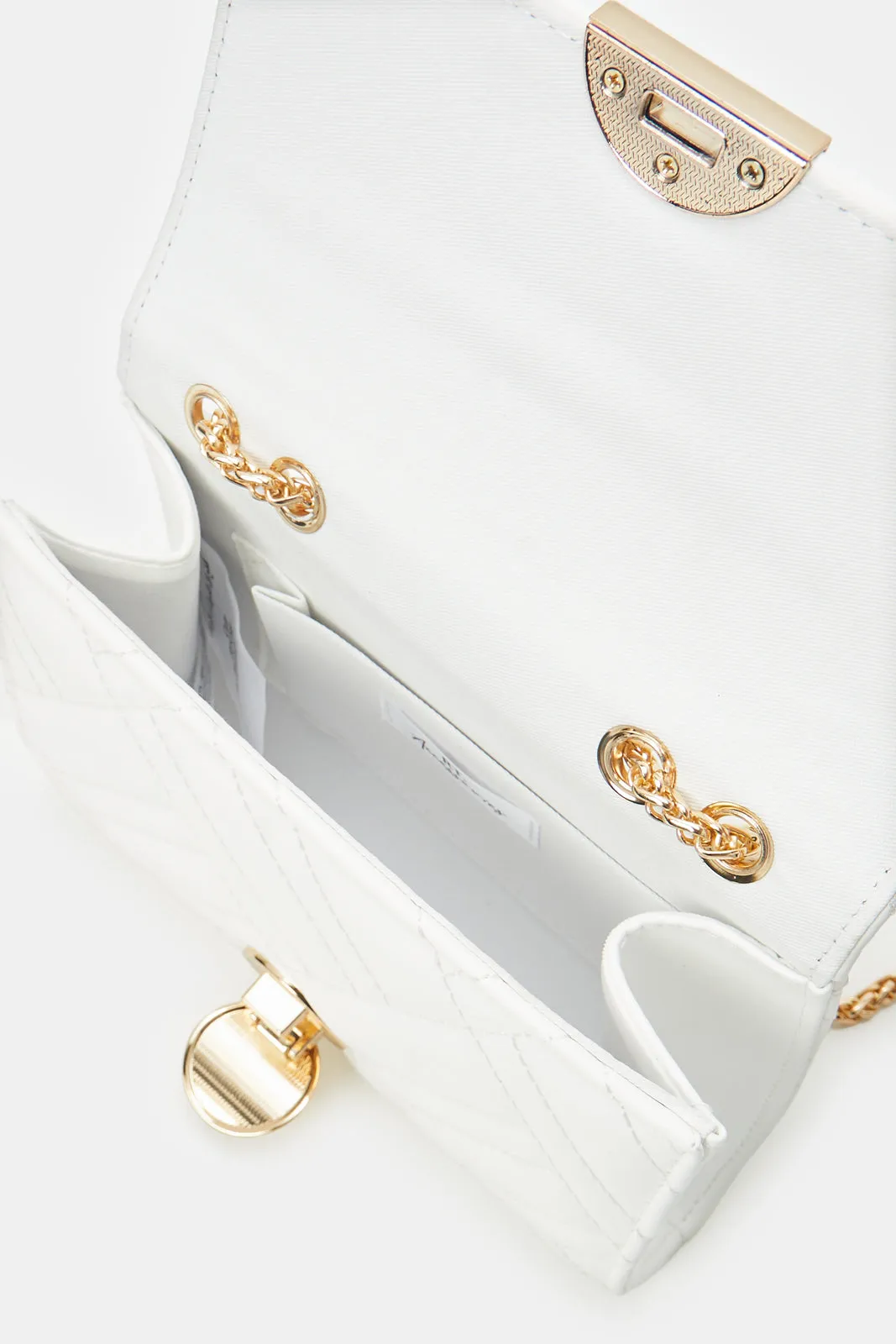 Women White Quilted Clutch Bag