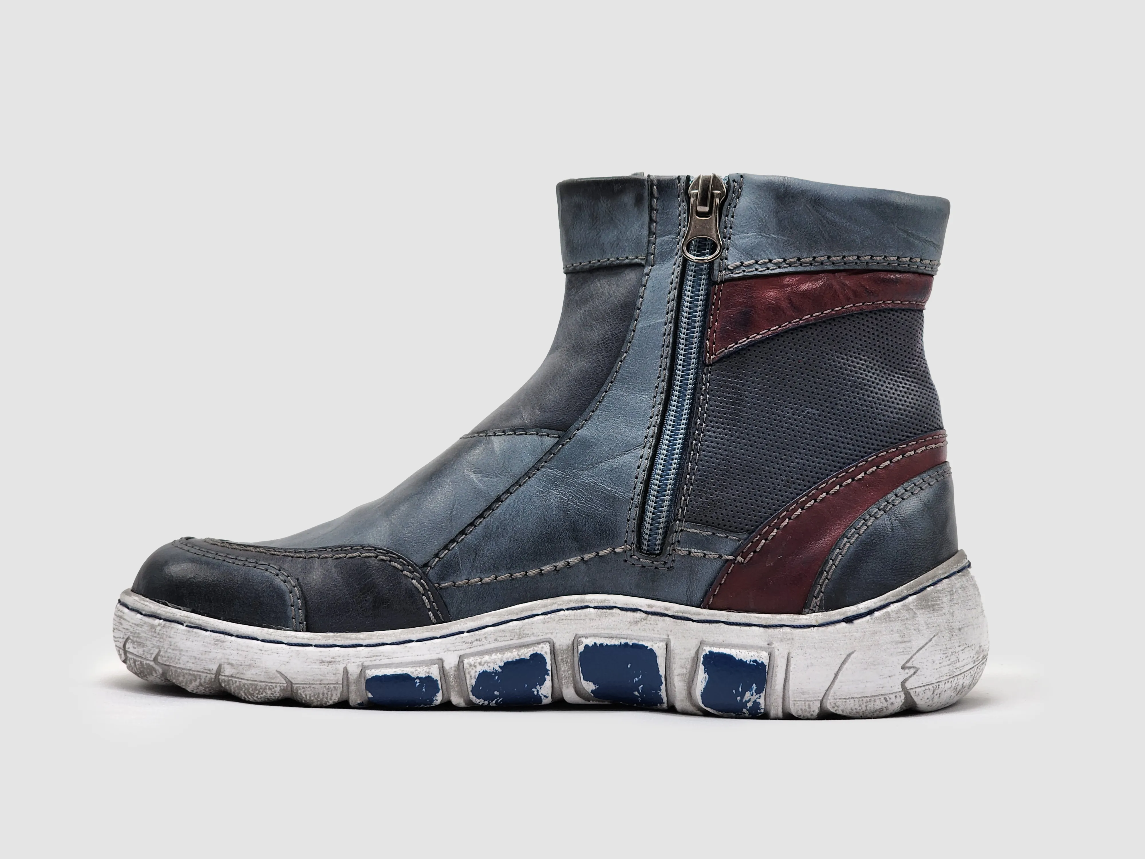 Women's Original Wool-Lined Zip-Up Leather Boots - Navy